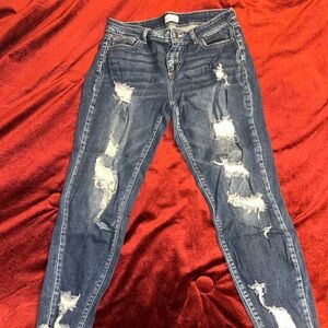 Distressed Blue Jeans